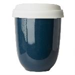 Стакан CAPSULA с крышкой, темно-синий с белым, 250мл, D=8,8см,H=10,5см, тонкая керамика