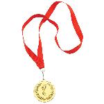 Медаль наградная на ленте "Золото"; 48 см., D=5см.; текстиль, латунь; лазерная гравировка, шелкограф