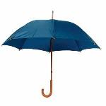 Зонт-трость механический, деревянная ручка, нейлон, D=105, темно-синий